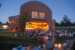 Guests enjoying music on the lawn at Tanglewood.