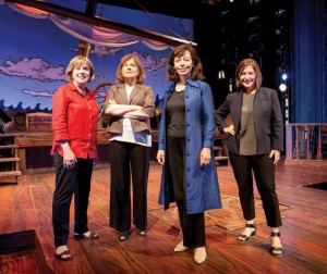 From left: Barrington Stage’s Julianne Boyd, Shakespeare & Company’s Ariel Bock, Berkshire Theatre Group’s Kate Maguire, and Williamstown Theatre Festival’s Mandy Greenfield stand on a local stage.