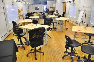 MCLA downtown design lab equipped with design tables and creative tools